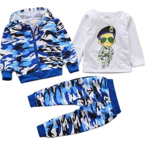 Children Clothing Sets Autumn Cartoon Bear Baby Boy Clothes Newborn Toddler Coat+T-shirt+Pants 3 pces Clothes Kids Girls Sport