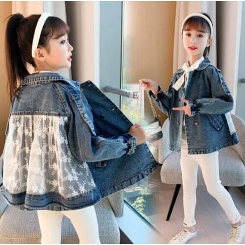 Children Spring Denim Jackets For Girls Flower Girls Jacket Autumn Kids Coat Teenage Clothes For Kids Girls 6 8 10 12 Years