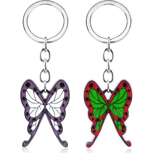 Hot Selling Anime Demon Slayer Keychain Kochou Shinobu Tsuyuri Kanawo Butterfly Key Chain for Women Girl Jewelry Gift Ornaments