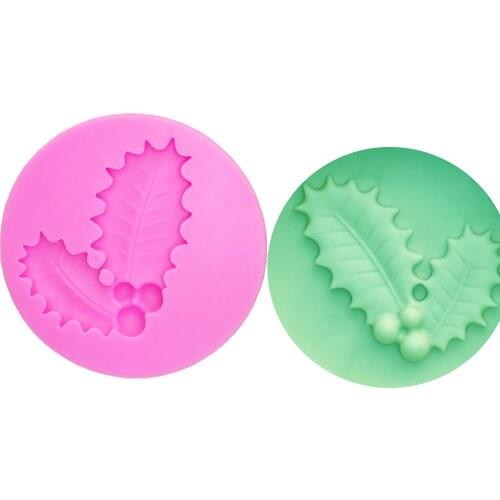 M1084 Christmas decoration 3D tree leaf molds Leavf silicone mold fondant cake decorating tools Leaves chocolate gumpaste mold