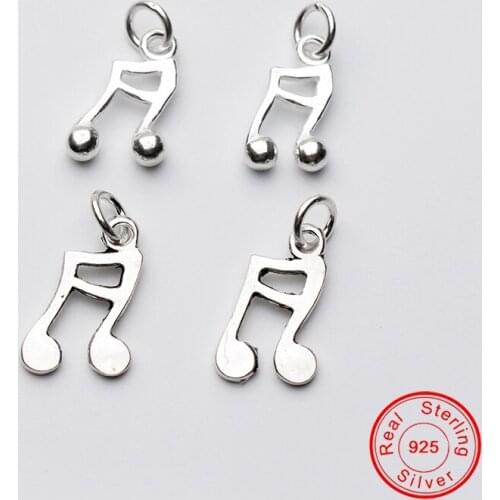 UQBing Fashion Silver Mini Music Note Pendant Charms For DIY 925 Sterling Silver Jewelry Findings