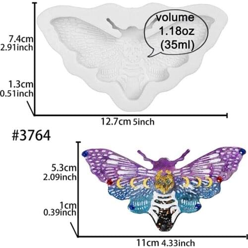 Moth Keychain Epoxy Resin Mold Necklace Pendant Silicone Mould DIY Crafts Jewelry Casting Tool T5UF