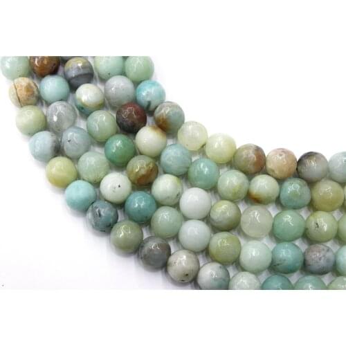 Natural Facted Amazonite Round Loose Beads Strand 4/6/8/10MM For Jewelry DIY Making Necklace Bracelet