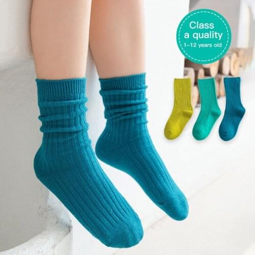3 pairs Pure Color Childrens Socks Pile Pile Socks Baby Socks Boys And Girls Tube Socks Cute Baby Socks Summer Children Socks