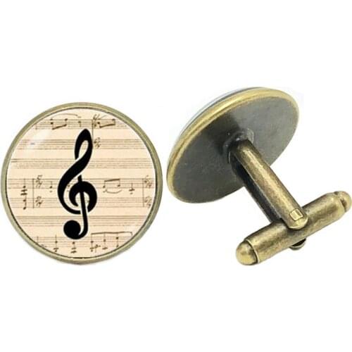 2020 New Creative All-match Suit Musical Instrument Piano Note Glass Cabochon Charm Cufflinks Mens Gift Cufflinks Jewelry