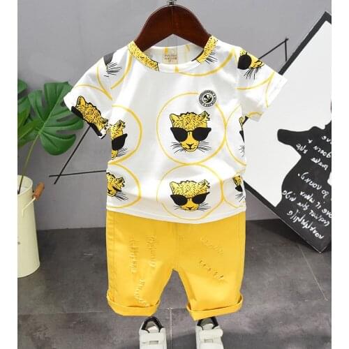 New kids clothes baby boys Short Sleeve T-shirt + pants cotton For Kids Clothes cartoon casual suits baby clothing 2-6years