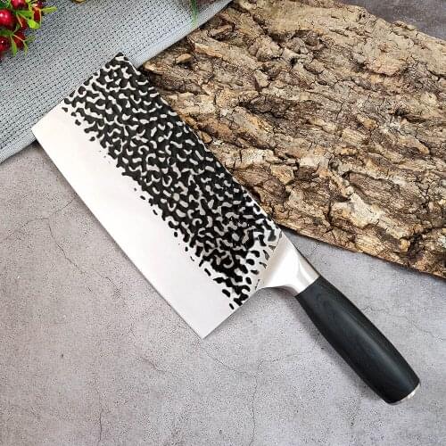 New Bone Cutter Cleaver Knife Handmade Forged Hammer Pattern Sharp Thickening Chopper Butcher Stainless Steel Chef Cooks Tools