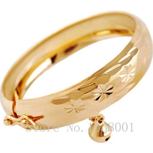 Carved Infant Bracelet Yellow Gold Filled Openable Baby Bangle Best Choice for Kids 45mm