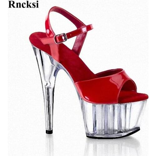 Rncksi New Clear 6 Inch High Heel Platform Sandals 15cm High-Heeled Platform Shoes Sexy Dance Shoes Sandals Performance Shoes