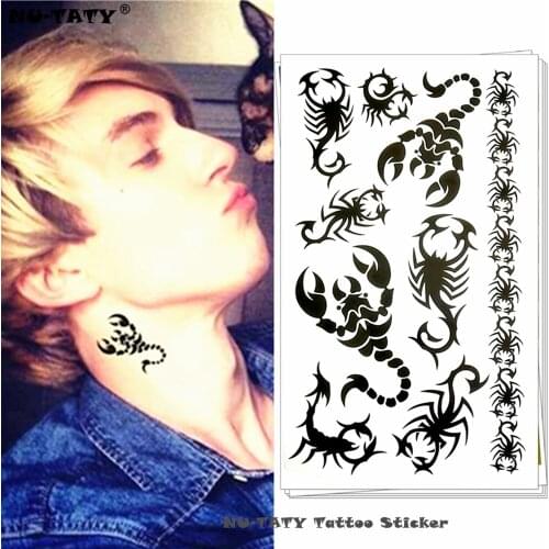 Nu-TATY Black Scorpion Totem Temporary Tattoo Body Art Flash Tattoo Stickers 17*10cm Waterproof Fake Tatoo Car Styling Sticker