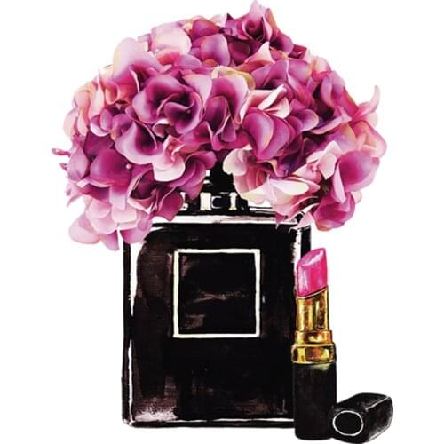 Girl Thermal Stickers Appliqued Fashion Heat Transfer Tops Diy Vinyl Iron On Patches Flower Perfume Parches