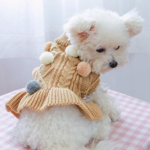 A Sweet Cat Dog Dress Knit Sweater Dress Autumn Winter Pet Party Wedding Girl Pug Yorkies Chihuahua Puppy perro Cat Skirt