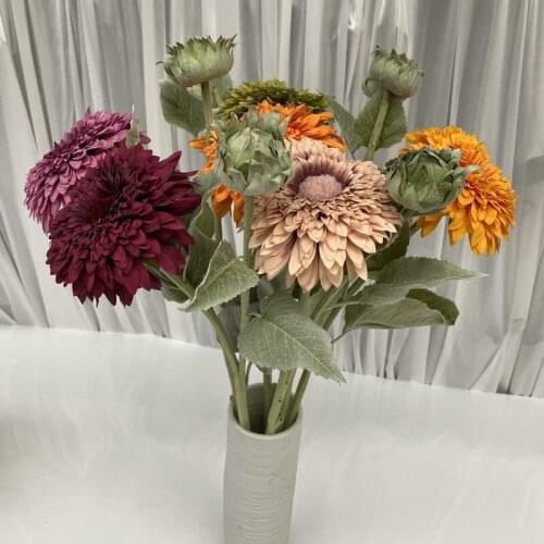 High Simulation 2 Head Sunflowers Home Living Room Decoration Artificial Flowers Silk Sunflowers Photography Props Fake Flowers