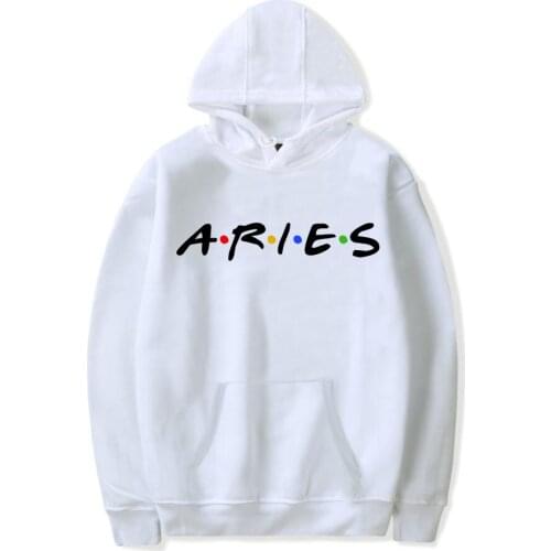 Women Casual Hoodies Constellation Sweatshirt Long Sleeve ARIES Zodiac Letter Printed Pullovers Streetwear Women Mens Clothing