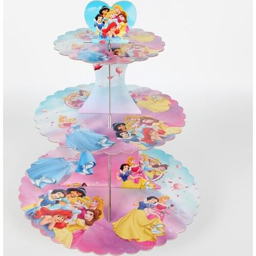 1set Princess Kids Birthday Party Decoration Cake Stand Cartoon Cake Accessory Baby Shower Supplies Paper Cupcake Hold