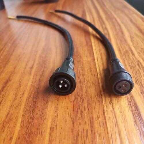 10 Pairs 3 Core 3pin Black Pigtail Waterproof Connector for LED Smart Pixel Lights (13.5mm 3pin 30cm)