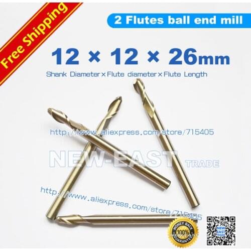 10pcs 12*12*26mm 2 flutes ball end mill 12mm ball end milling cutters,cutting tools,solid carbidecnc router bits