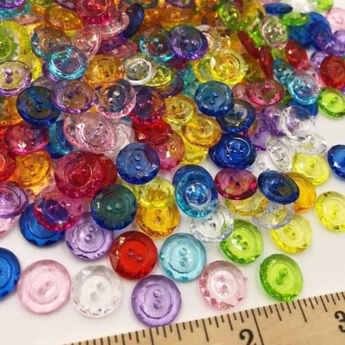100PCS New Style 2 Hole Transparent Mix Color 13MM Plastic Buttons Apparel Sewing Accessories DIY Scrapbooking PH167