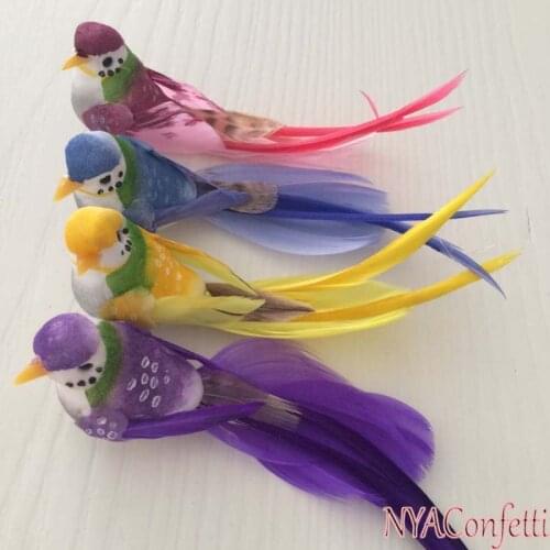 12PCS,12*3CM Wedding Favors Birds Artificial Foam Feather Decorative Mini Bird With Magnet For DIY Crafts,Christmas Decoration