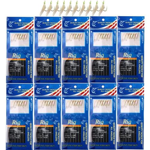 Easy Catch Sabiki Real Fish Skin Lure Bait Freshwater Saltwater Sea Glow Rigs Hooks Size #4 #6 #8