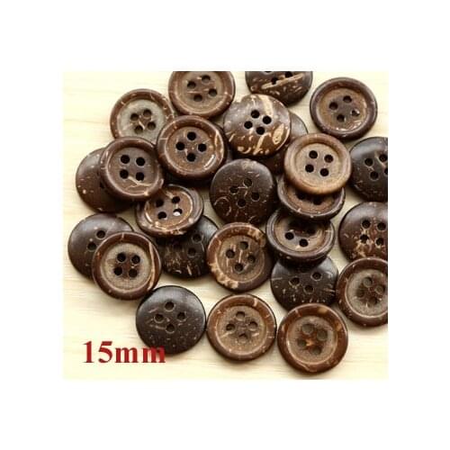 50pcs/lot Size:15mm Round Natural Coconut Buttons Bulk button Accssories Sewing (ss-1158)