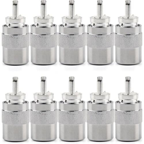 Artudatech 10Pcs Connector UHF Male PL259 Plug Solder RG8 RG213 LMR400 7D-FB Cable Silver Parts Accessories