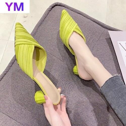 2021 High Heels Sandals Women Shoes Pointed Toe Ladies Female Slides Platform Pumps Fashion Mules Zapatillas Mujer Casa