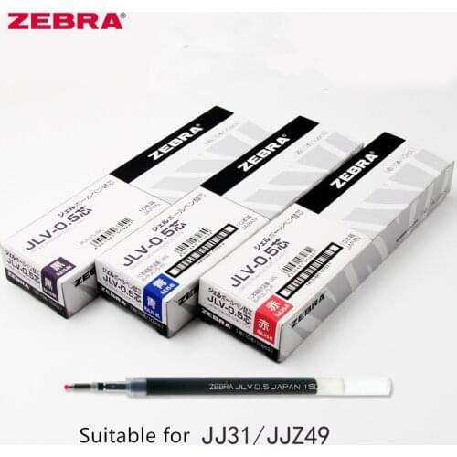 10pcs/Box ZEBRA JLV-0.5 Quick-drying Oil Ink Gel Pen Refills 0.5mm Airfit SARASA Dry JJ31 JJZ49 Writing Black/Blue/Red
