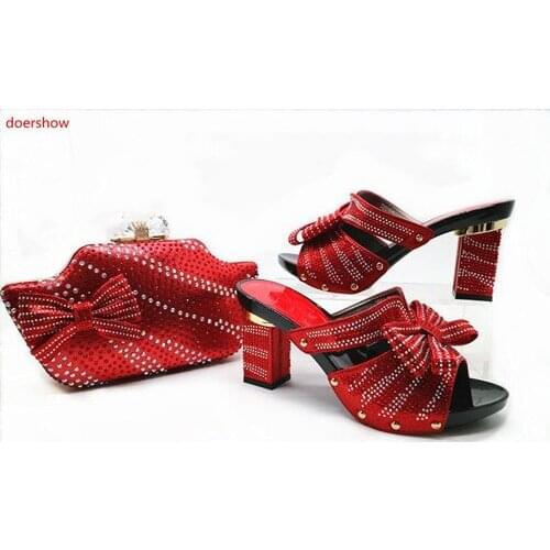 Doershow African Shoes And Bags To Match Set High Quality Womwn Shoes And Bag Sets Italian Shoes And Bag Set For Party STN1-30