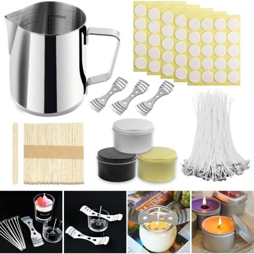 Candle Making Tins Wicks for DIY Supplie Large Melting Cup Cotton Wicks Kit Supplies Stickers Craft Tools Pouring Jars Pot Arts