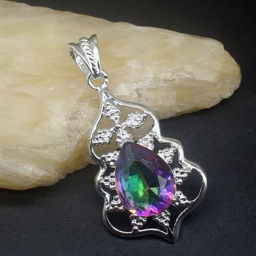 Gemstonefactory Jewelry Big Promotion 925 Silver Attractive Mystical Topaz Women Ladies Mom Gifts Necklace Pendant 20213872