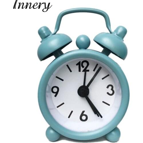 Creative Cute Mini Metal Small Alarm Clock Electronic Home Childrens Room Decoration Retro Portable Small Alarm Clock