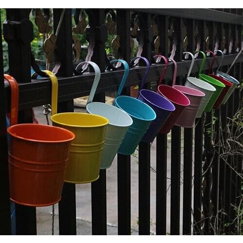 Hook flower bucket flower succulent metal hanging bucket decoration home flower pot simulation flower hook bucket