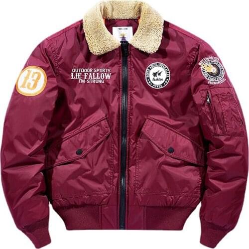 Bomber Jacket Men Autumn Fashion Hip Hop Streetwear Flight Pilot Jacktes Fur Collar Jacket Men Warm Cotton Liner Windbreakers