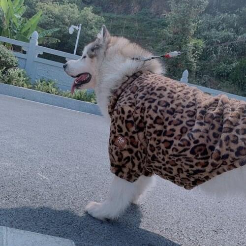 Large Dog Coat Leopard Style Pet Dog Jacket Labrador Retriever Clothes Warm Winter Husky Clothing Dogs Pets Costume Dropship
