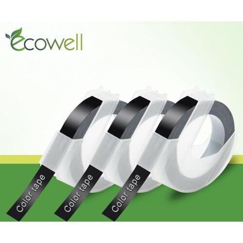 Ecowell 3PCS Black color for Dymo 3D Embossing label tape Compatible for Dymo 1610/12965/1540/1880 for Motex E101 Label Makers