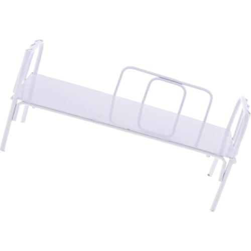 Prettyia 1 / 6 Miniature Single Metal Dormitory Bed Dollhouse