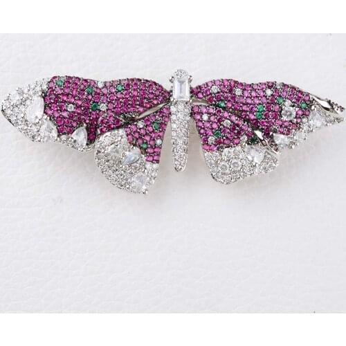 Fashion Beautiful Cubic Zirconia micro pave Butterfly Brooch Pin