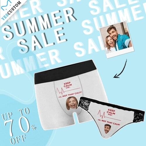 M YesCustom Custom Face Men Photo Print Boxer Briefs Funny Sexy Lace Women Thong Undies Wedding Sweet Gift Couple Underwear
