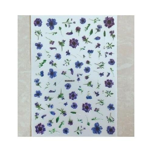 DIY Japanese New Style Nail Stickers Light Traceless Nail Art Decoration Blue Enchantress Colorful Flowers Nail Decals Girl Gift