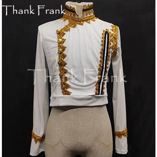 New Male Dance Outfit Custom Made Mens Ballet Top Boys Long Sleeve Ballet Jackets Adult Velvet Performance Prince Costume C728
