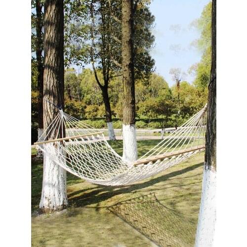 Cotton Thread Hanging Bed Camping Hammock For Outdoor Travelling Picnic Wooden Swing Chair Camping Hanging Bed