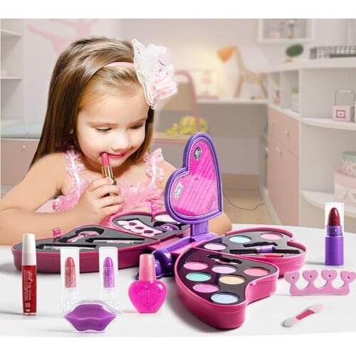 Portable Kids Girls Makeup Toy Princess Girl Butterfly Shape Make up Set Lipstick Eye Shadow Pretend Play Toys gift for gilrs