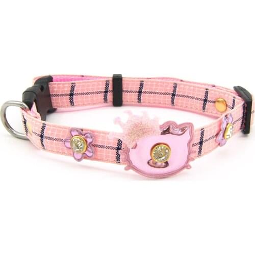 Luxury Safety Puppy Reflective Dog Leash Collar Pet Leads Belt Adjustable Pink Plaid Princess Walking Harness Chest Strap