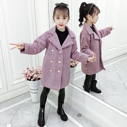 Woolen Girls Kids Coat Jacket 2021 Fashion Warm Thicken Winter Autumn Cotton Cardigan Buttons Outerwear Childrens Clothing