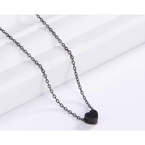 Skyrim Mini Black Heart Pendant Necklace for Women Girls Stainless Steel Classic Choker Necklaces Jewelry Valentines Day Gift