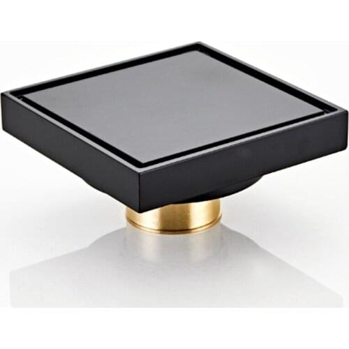 Bathroom Floor Drain Black Brass Tile Insert Square Anti-odor Toilet Bath Shower Floor Drainer Invisible Waste Grates 100X100 mm