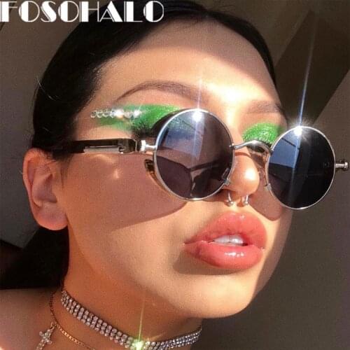 Fashion Round Steampunk Sunglasses Brand Designer Women Men Vintage Punk Sun Glasses UV400 Shades Oculos de sol Retro Glasses