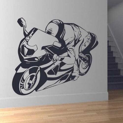 Sports Motorbike Motorsports Wall Sticker Dirt Bike Racer Motorbike Rider Decals Decor Teenager Room Extreme sport Murals DG612
