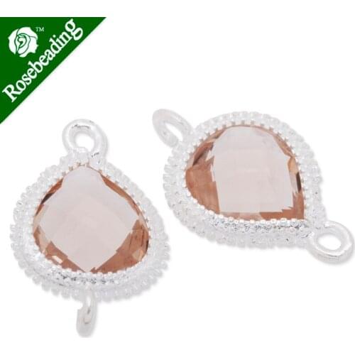 12.5x19mm framed glass,metal framed glass,Faceted glass,champagne,connectors,gemstone bezel,Sold 5pcs/lot-C3673